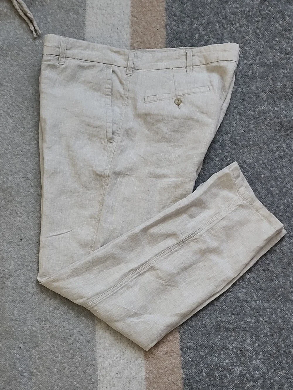 Joseph Abboud Men's Linen Pants 40x32 Beige Flat Front Summer Beach Tapered